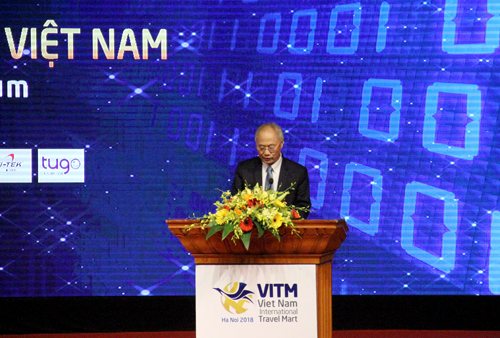 Ông Vũ Thế Bình - Phó Chủ tịch Hiệp hội Du lịch Việt Nam, Chủ tịch Hiệp hội Lữ hành Việt Nam phát biểu khai mạc